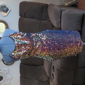 Fashion Nova sequin open-back, cowl neck dress